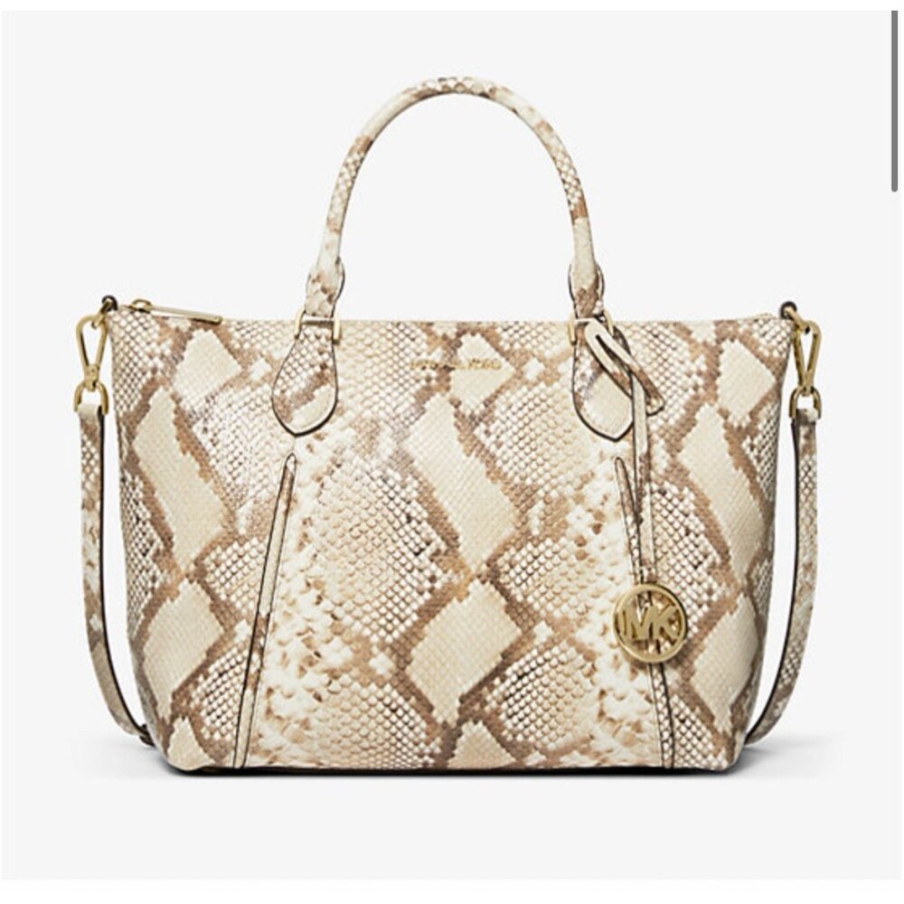 Michael Kors Lenox Large Python Embossed Leather … - image 1